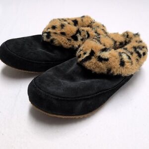 Sorel Go Coffee Run Slippers Women's 9 Black Slip On Faux Fur Cozy Warm Shoes